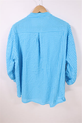 חולצת פסים כחול טורקיז חדשה -S-L