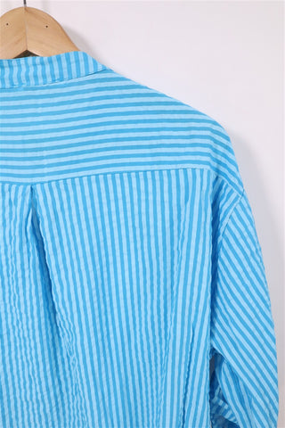חולצת פסים כחול טורקיז חדשה -S-L