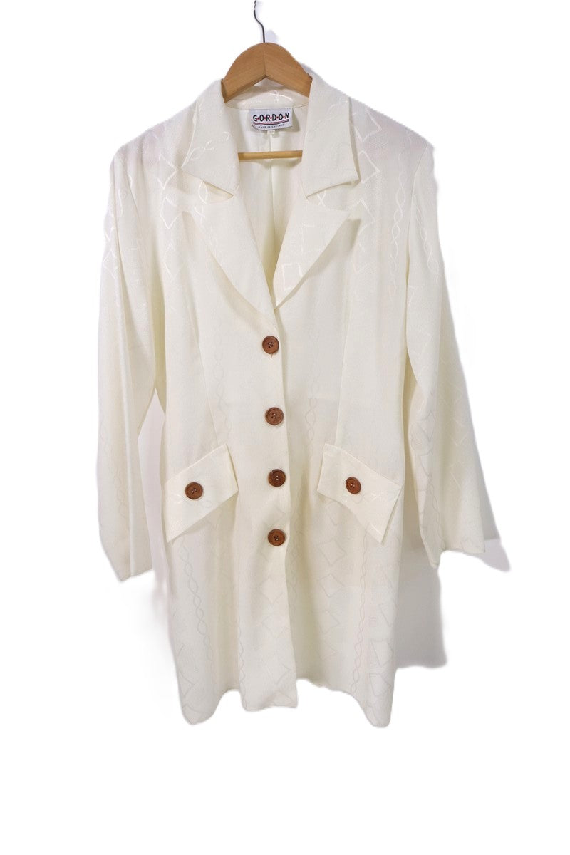 שמלת גקט וינטיג מעוצבת בשמנת מבריק-M-L