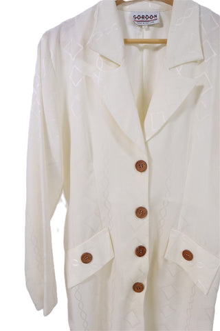 שמלת גקט וינטיג מעוצבת בשמנת מבריק-M-L