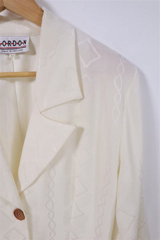 שמלת גקט וינטיג מעוצבת בשמנת מבריק-M-L