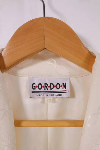 שמלת גקט וינטיג מעוצבת בשמנת מבריק-M-L