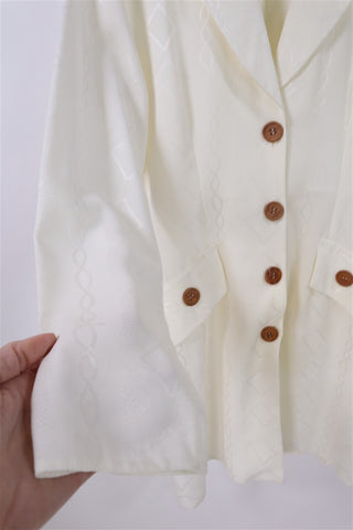 שמלת גקט וינטיג מעוצבת בשמנת מבריק-M-L