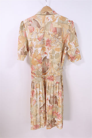 שמלת וינטיג אלגנטית פרינט עלי שלכת- M-L