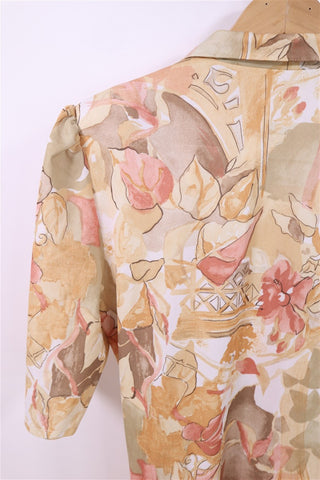 שמלת וינטיג אלגנטית פרינט עלי שלכת- M-L