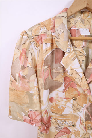 שמלת וינטיג אלגנטית פרינט עלי שלכת- M-L