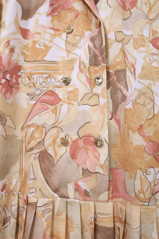 שמלת וינטיג אלגנטית פרינט עלי שלכת- M-L