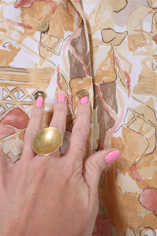 שמלת וינטיג אלגנטית פרינט עלי שלכת- M-L