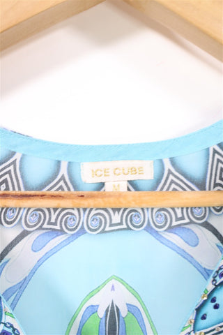 שמלת טוניקה שיפון אתנית בטורקיז- M-L