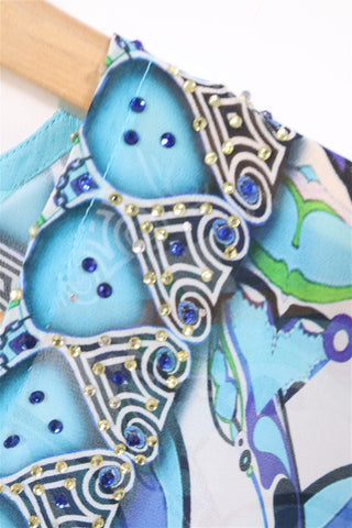 שמלת טוניקה שיפון אתנית בטורקיז- M-L