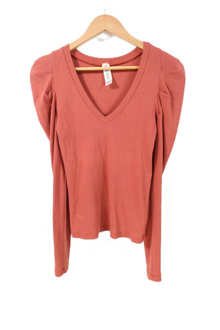 חולצת בייסיק סטרצית בכתום חום- S