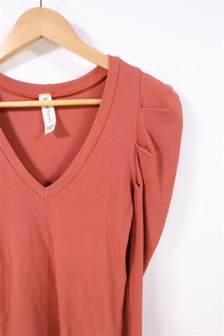 חולצת בייסיק סטרצית בכתום חום- S