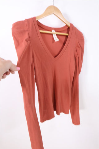 חולצת בייסיק סטרצית בכתום חום- S