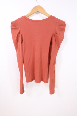 חולצת בייסיק סטרצית בכתום חום- S