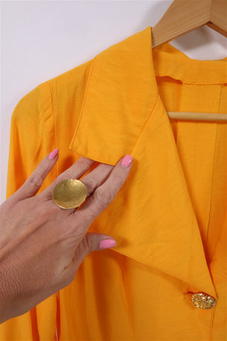 חולצת גקט וינטיג אלגנטית בצהוב חרדלי-M