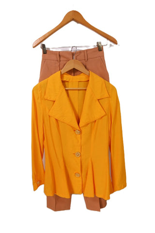 חולצת גקט וינטיג אלגנטית בצהוב חרדלי-M