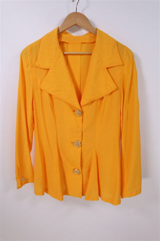 חולצת גקט וינטיג אלגנטית בצהוב חרדלי-M