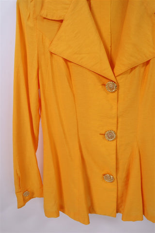 חולצת גקט וינטיג אלגנטית בצהוב חרדלי-M