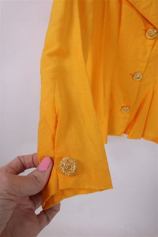 חולצת גקט וינטיג אלגנטית בצהוב חרדלי-M