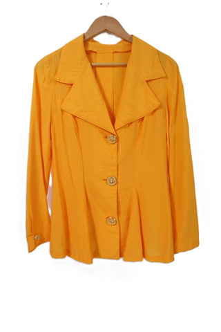 חולצת גקט וינטיג אלגנטית בצהוב חרדלי-M