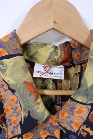 שמלת וינטיג עניבת קשירה בפרינט שושנים - L-XL