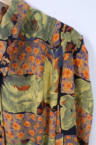 שמלת וינטיג עניבת קשירה בפרינט שושנים - L-XL