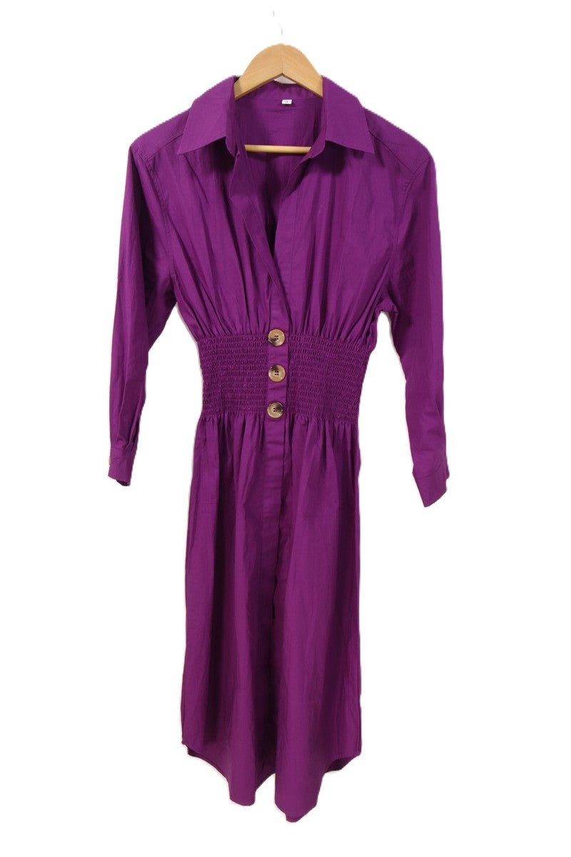 שמלת כפתורים בסגול- S-M