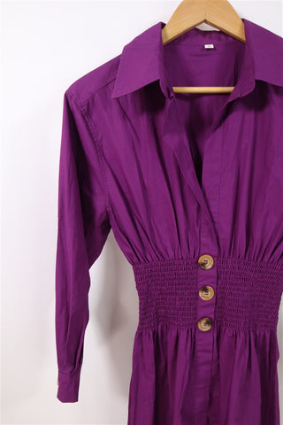 שמלת כפתורים בסגול- S-M