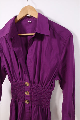 שמלת כפתורים בסגול- S-M