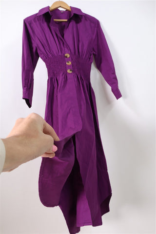 שמלת כפתורים בסגול- S-M