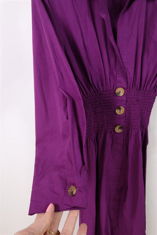 שמלת כפתורים בסגול- S-M