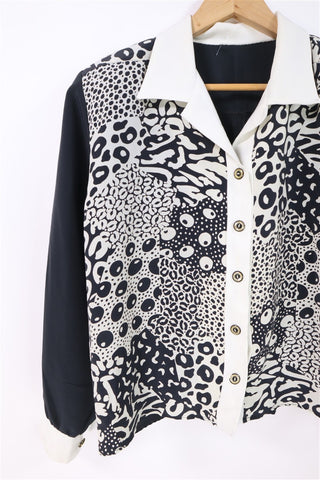 חולצת וינטיג מעוצבת בשחור ולבן- M-L