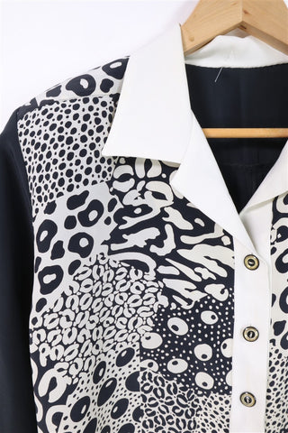 חולצת וינטיג מעוצבת בשחור ולבן- M-L