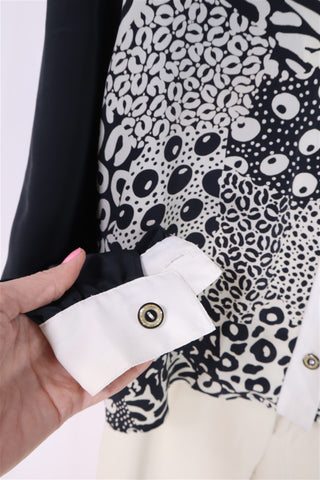 חולצת וינטיג מעוצבת בשחור ולבן- M-L