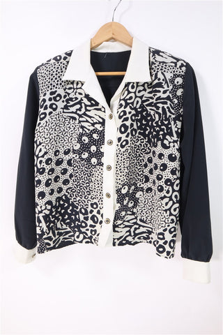 חולצת וינטיג מעוצבת בשחור ולבן- M-L