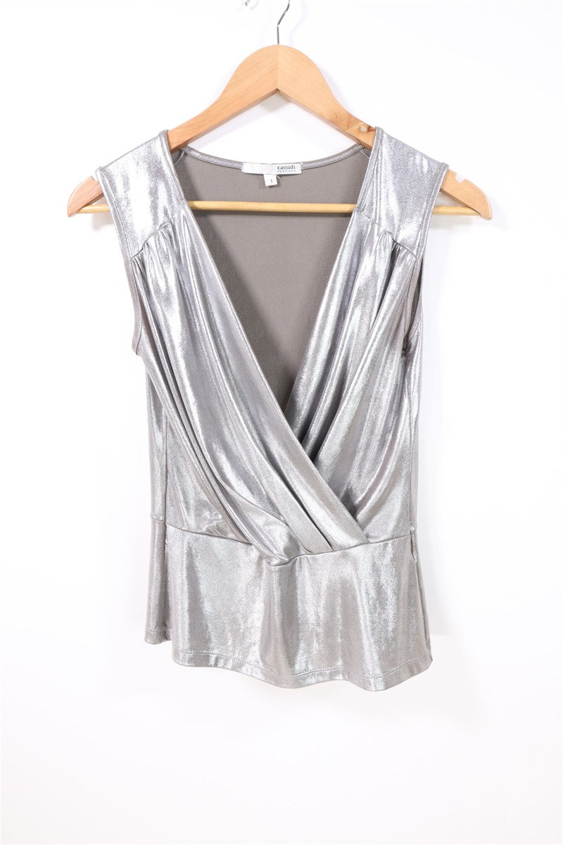 חולצת וינטיג מעוצבת בכסף- M