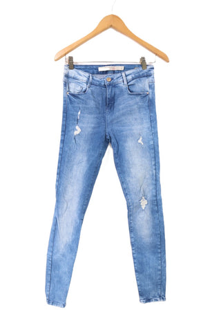 גינס סקיני ZARA וואש בכחול- XS-S