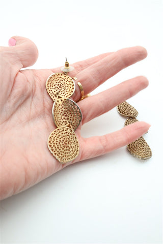 עגילי נטיפים מעוצבים בנחושת- OS