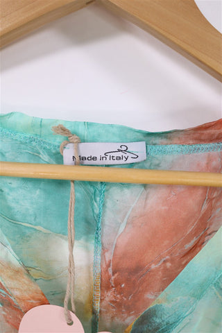 חולצת שיפון חדשה כתמי צבע בטורקיז- L-XXL