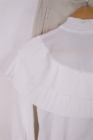 חולצת פליסה ועניבת קשירה בלבן-M
