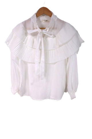 חולצת פליסה ועניבת קשירה בלבן-M