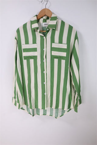 חולצת פסים ירוק ושמנת חדשה -S-L