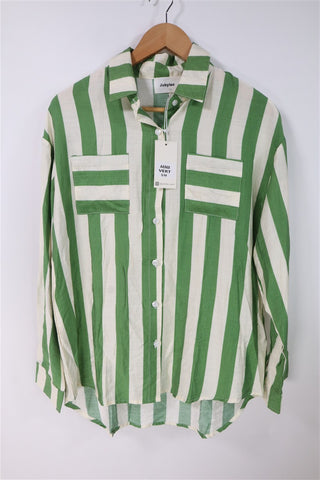 חולצת פסים ירוק ושמנת חדשה -S-L