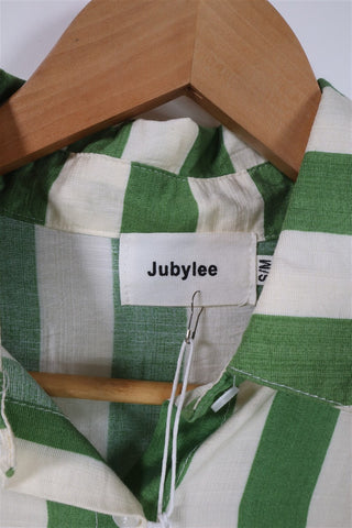 חולצת פסים ירוק ושמנת חדשה -S-L