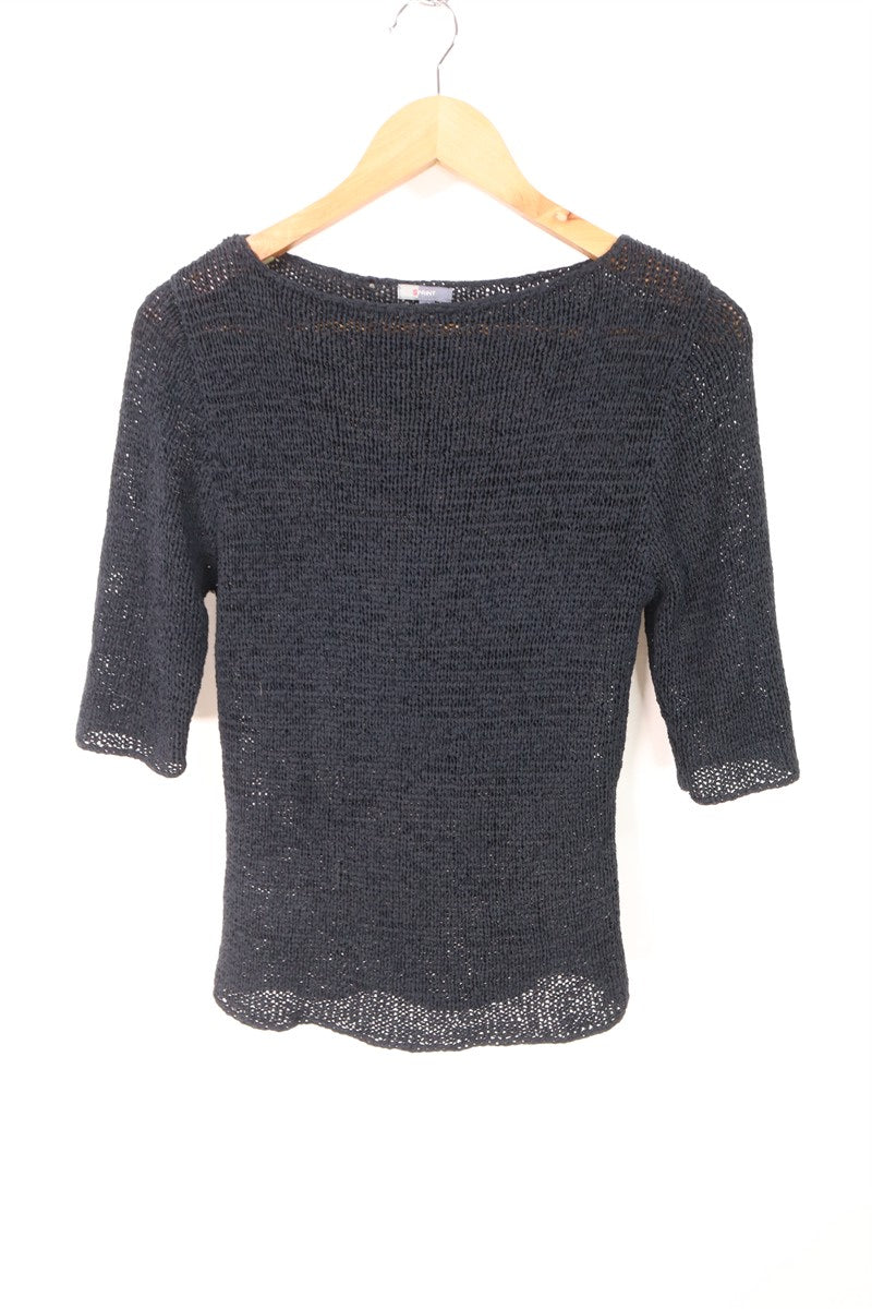 חולצת וינטיג סריג מחוררת בשחור -XS-M