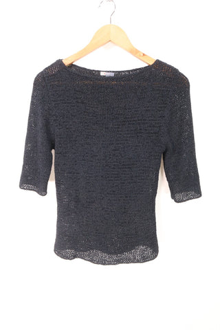 חולצת וינטיג סריג מחוררת בשחור -XS-M