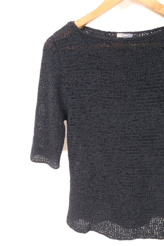 חולצת וינטיג סריג מחוררת בשחור -XS-M