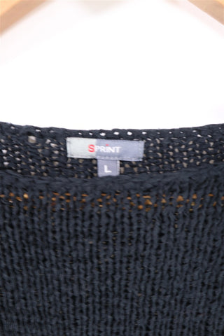 חולצת וינטיג סריג מחוררת בשחור -XS-M