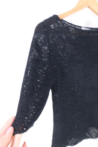 חולצת וינטיג סריג מחוררת בשחור -XS-M