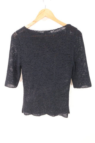 חולצת וינטיג סריג מחוררת בשחור -XS-M